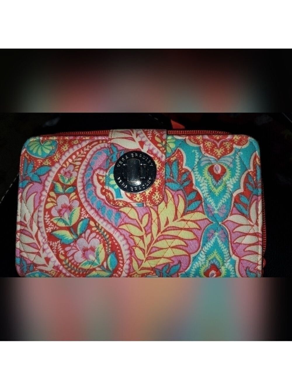 Vera Bradley Turnlock Wallet Retired Paisley in Paradise Print 7.75” x 4.75”